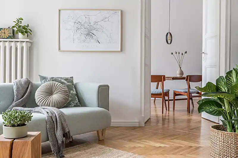 Visgraatvloer in woonkamer