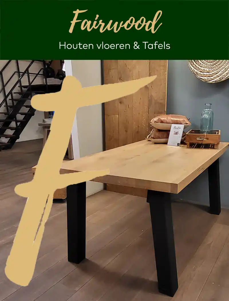 Eiken tafel met metalen poot Bardon