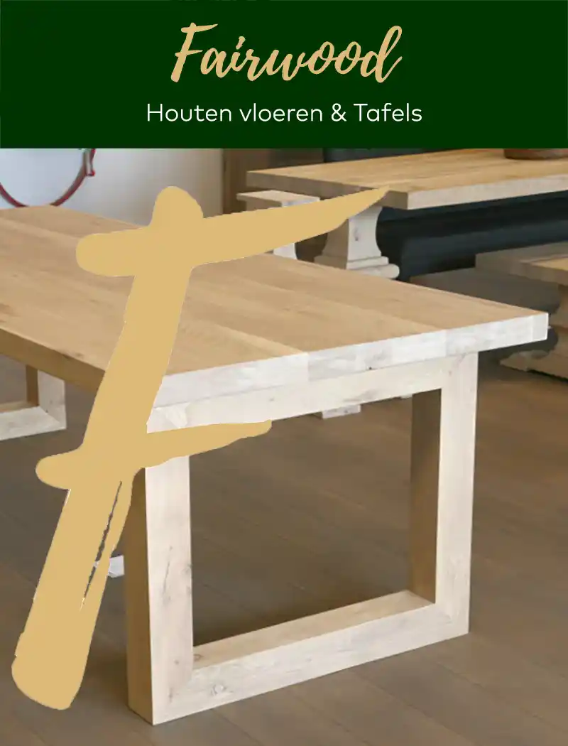 Eiken tafel met houten u poten
