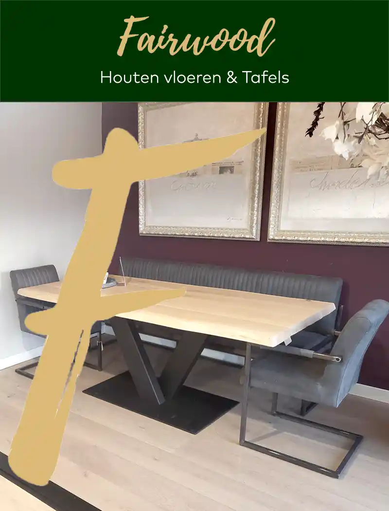 Eiken tafel Virley met zwart metalen poedercoat middenpoot