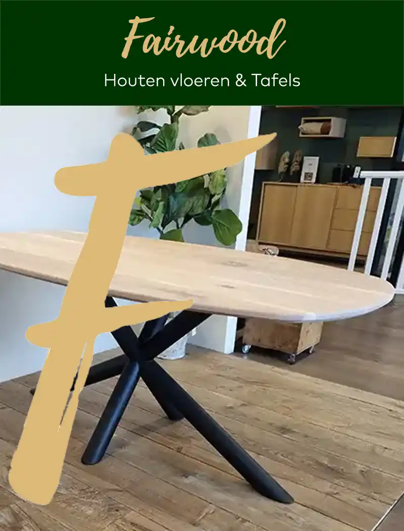 Eiken tafel Rothley met ronde metalen poot