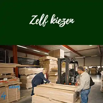 Zelf houten vloer of tafel kiezen in de loods