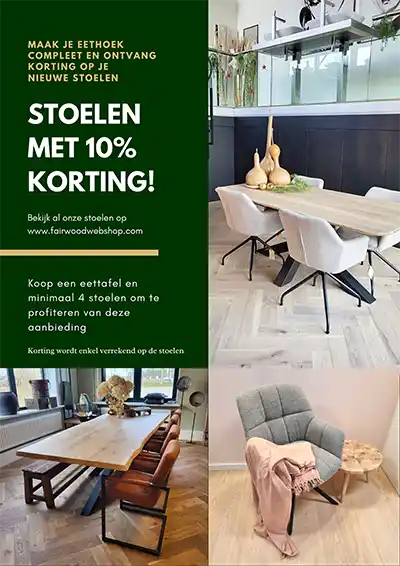 10% korting op stoelen bij aankoop tafel 