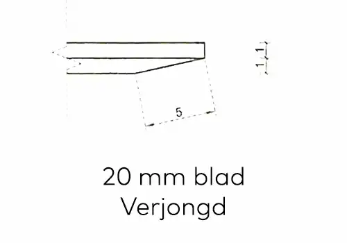 tafelrand 20 mm. blad dikte verjongd blad