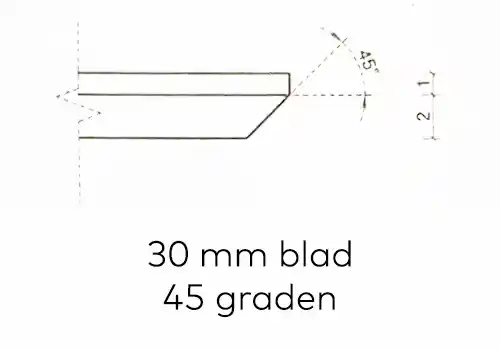 tafelblad 30 mm. met rand 45 graden