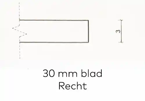 tafelrand blad 30 mm. dik recht 