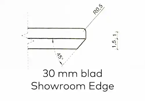 30 mm. blad met rand showroom edge