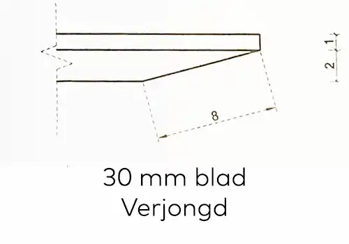 30 mm. blad met verjongde rand