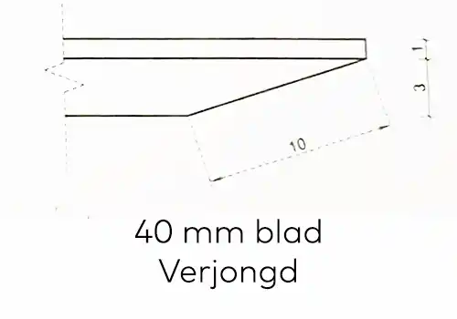 40 mm. blad rand tafel 45 graden